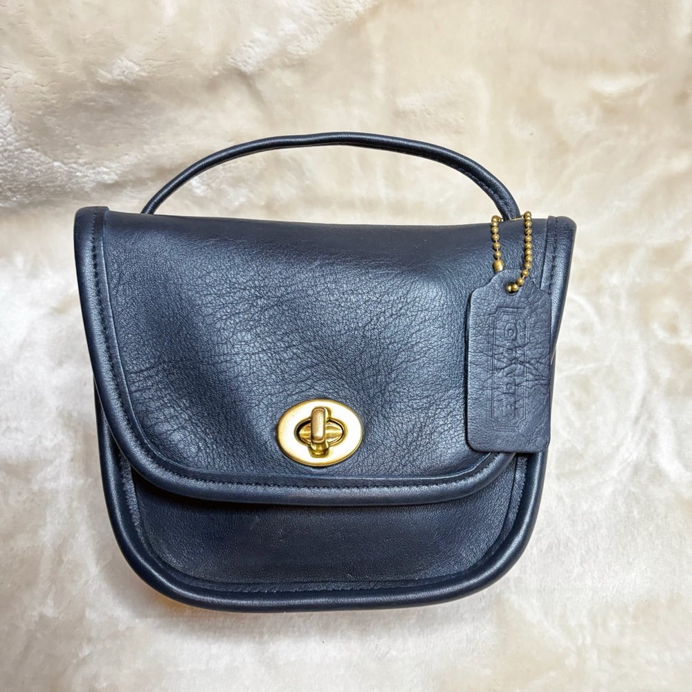 💙100% Authentic VINTAGE Coach Everett Mini #9934 in dark navy blue, year 1990 💙